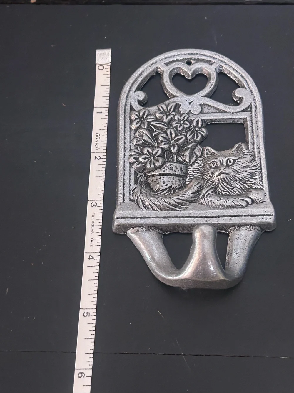 Silver Cat Floral Wall Hook - Decorative Home Wall Decor